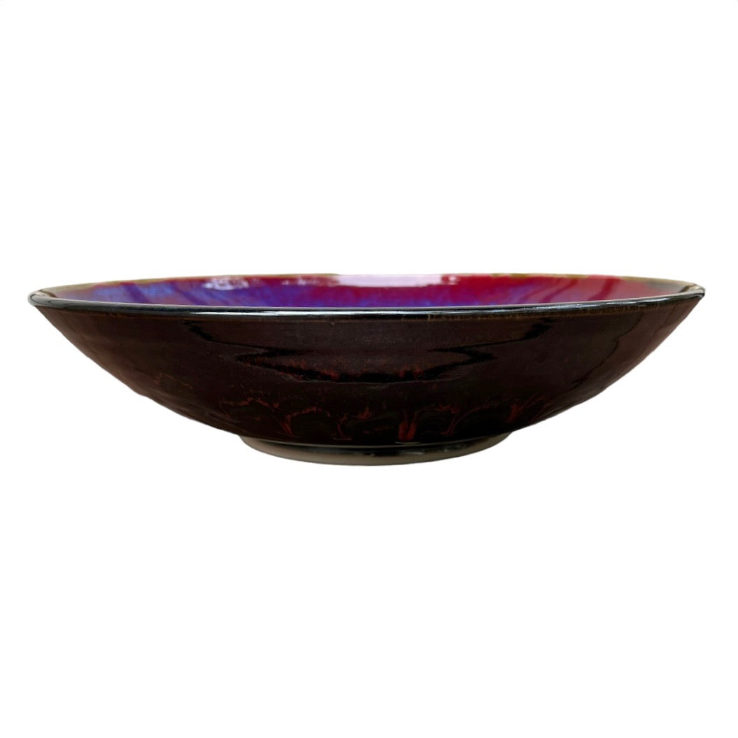 Centrepiece Bowl - Copper Red with Blue Decoration