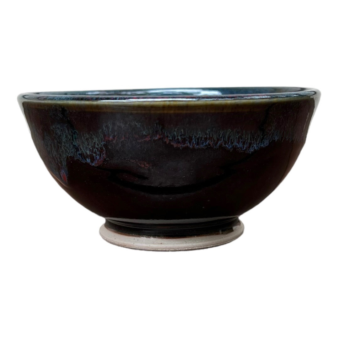 Bowl, Round Small - Blue with Copper Red