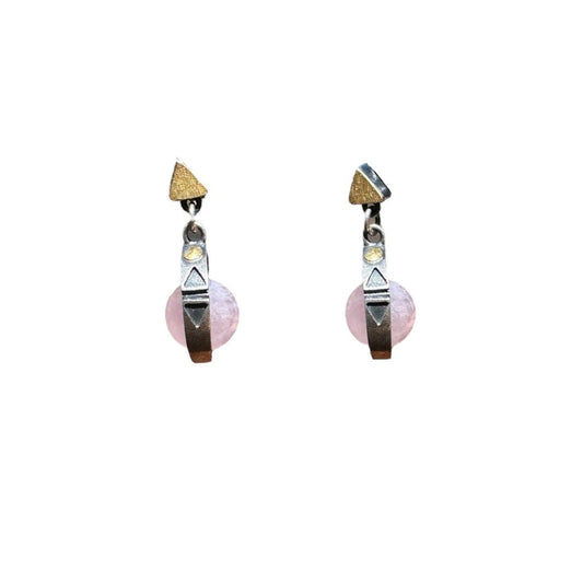 Earrings - Disc and Rose Quartz