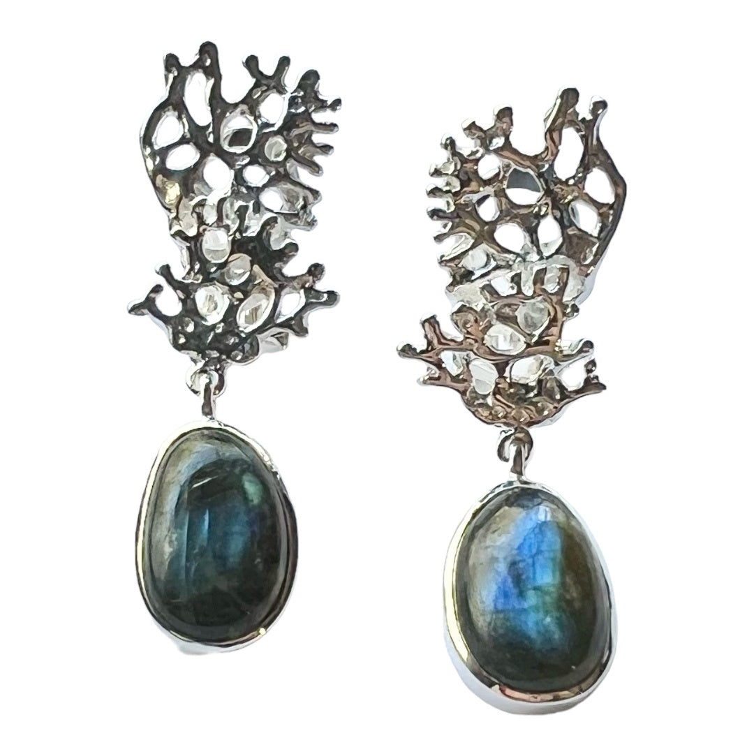 Earrings - Fragment, Sterling Silver with Laborodite