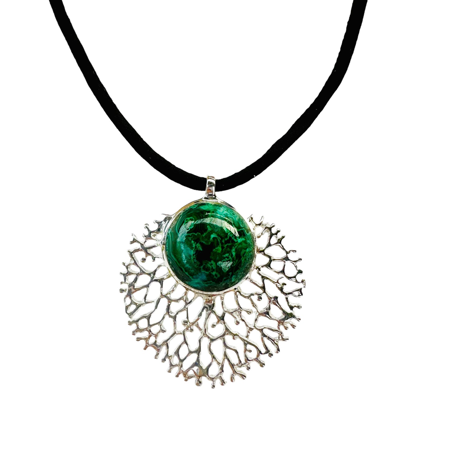 Pendant - Fan of the Sea Statement with Blue Chrysocolla
