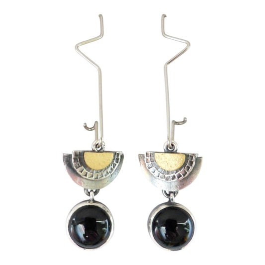Earrings - Fans with Onyx