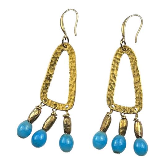 Earrings - Blue Java Glass Beads