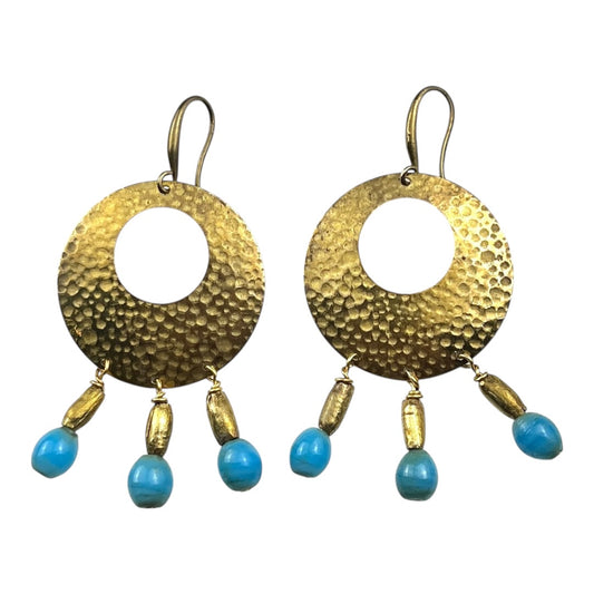 Earrings - Blue Java Glass with Swarovski Crystal Beads
