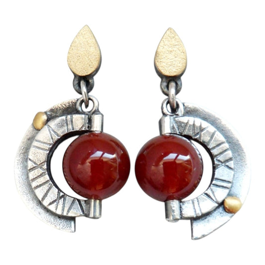 Earrings - Crescent Carnelian
