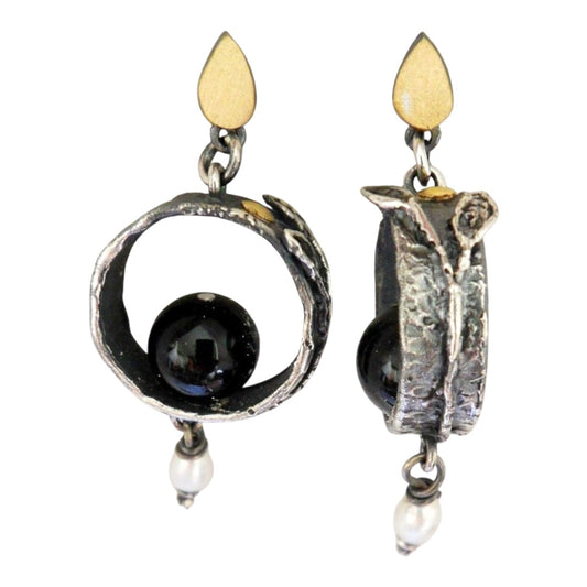Earrings - Leaves Onyx