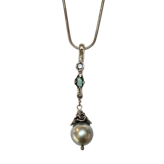 Necklace - Opal and Tahitian Pearl