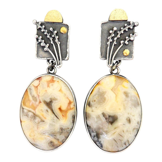 Clip on Earrings - Grasses with Jasper