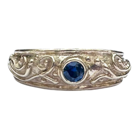 Ring - Australian Sapphire 0.16ct, Domed Patterned Dress Ring, Size 18