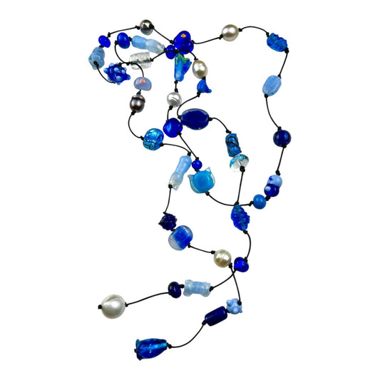 Necklace - Handmade Glass Beads, South Sea Pearls and Tahitian Pearls