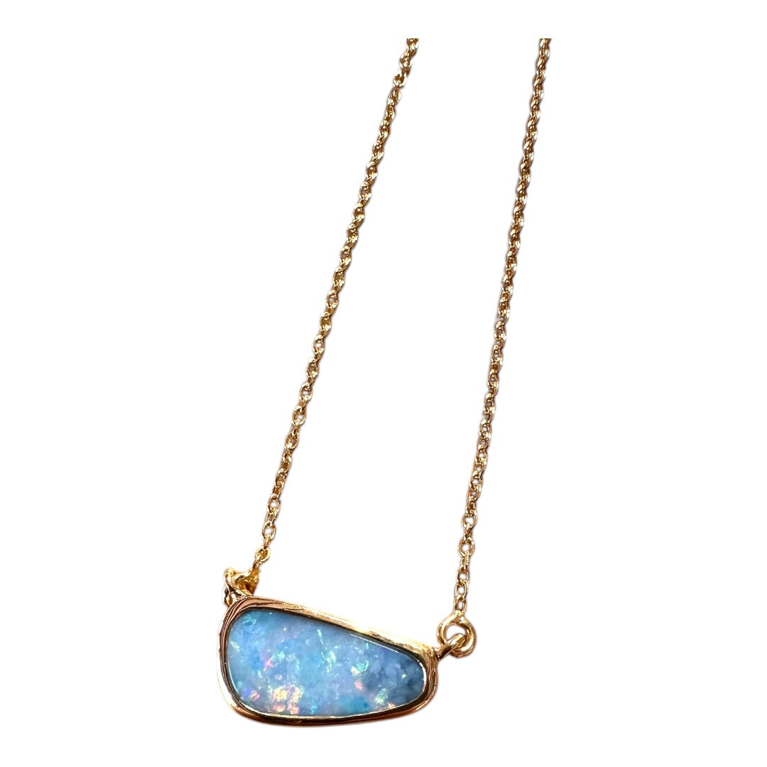 Pendant - Echoes of the Sea, Yellow Gold Finish with Medium Australian Doublet Opal