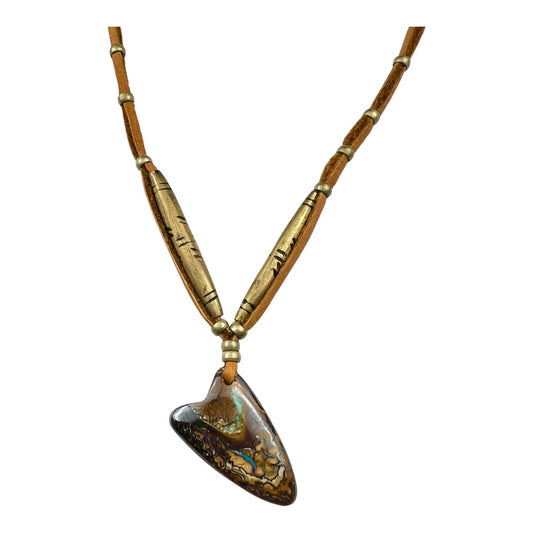 Necklace - Matrix Nut Opal from Yowah with Antique Brass