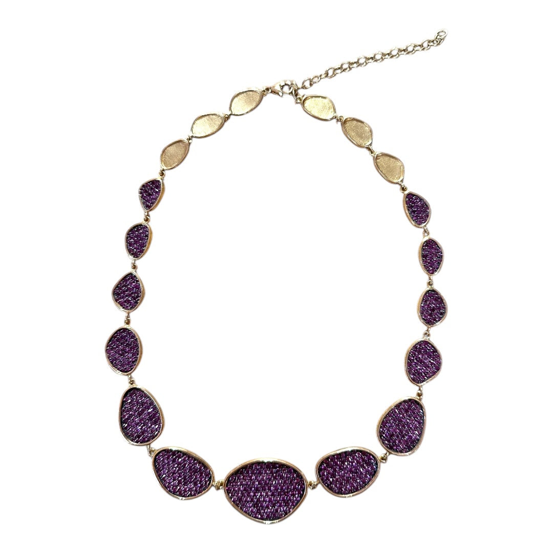 Necklace - Echoes of the Sea, Yellow Gold Finish, Large with Rhodolite Garnet on 13 Links