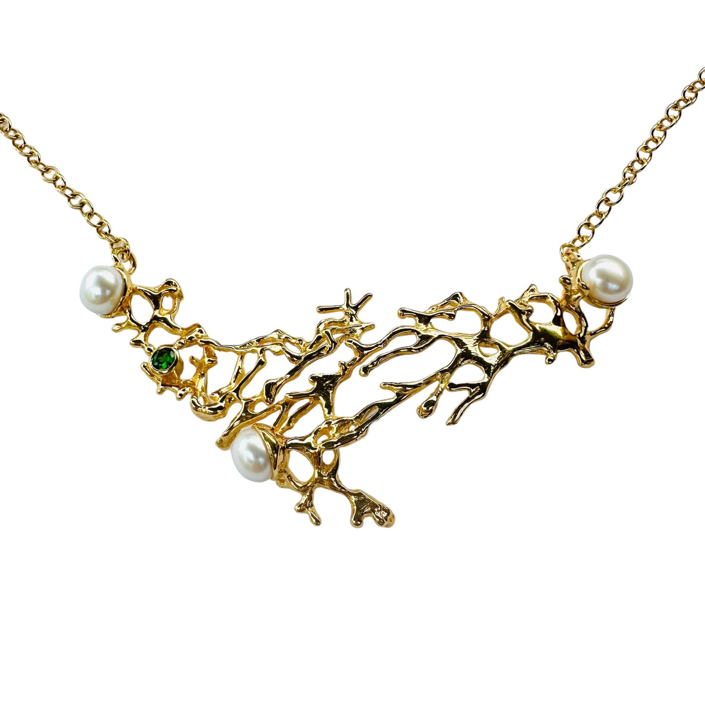 Pendant - Sway with Me with Freshwater Pearls and Chrome Diopside