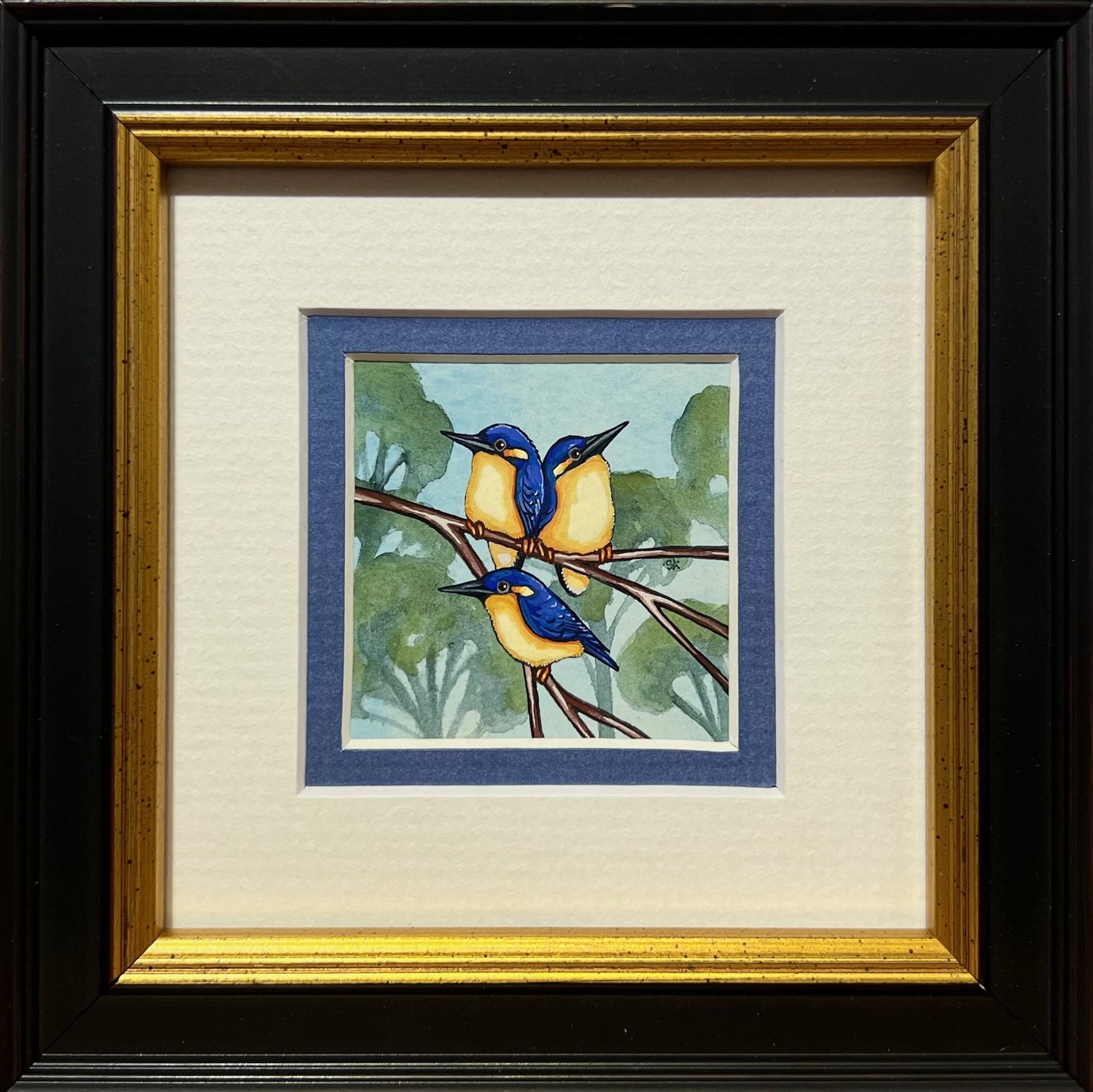 Three Kingfishers, Cobalt Blue