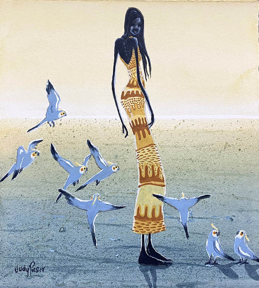 Girl with Cockatiels - Christmas 2024