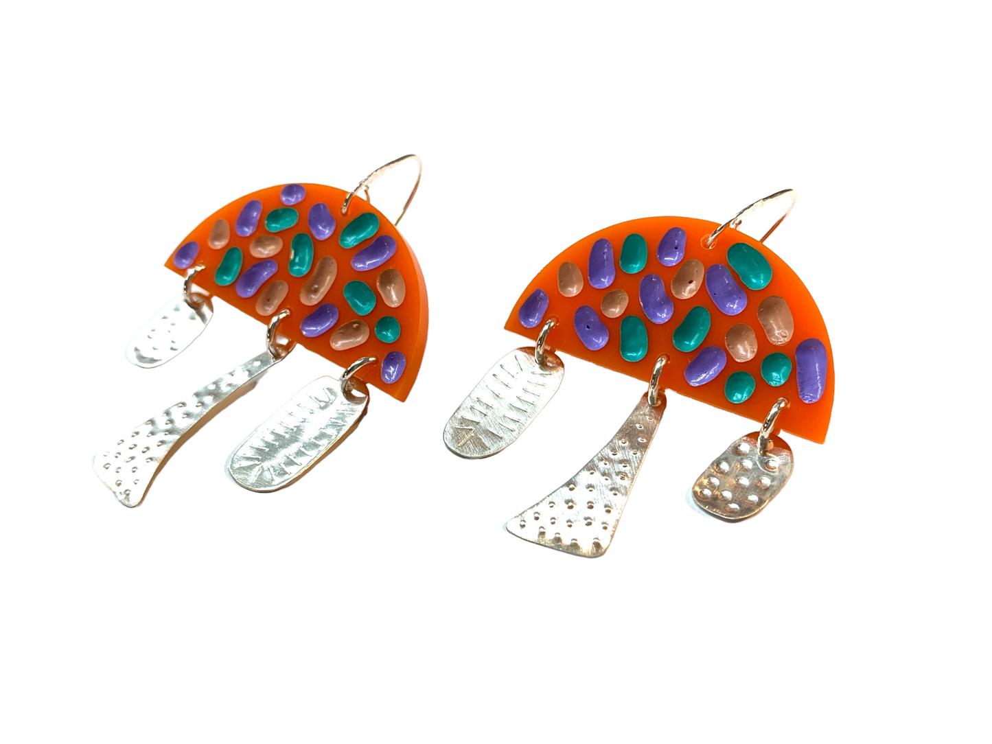 Earring, Orange Silver