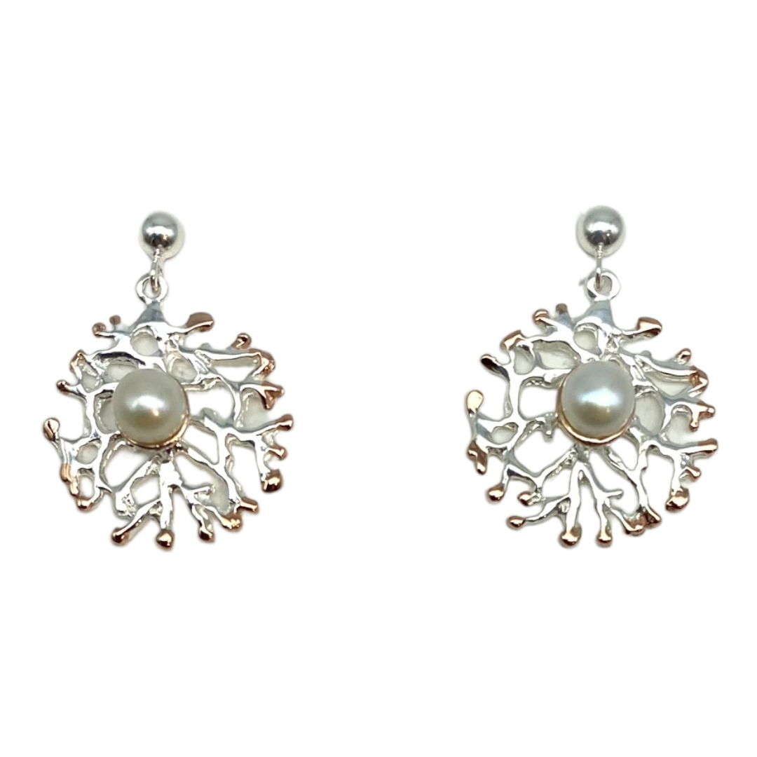 Earrings - Fan of the Sea with Freshwater Pearl