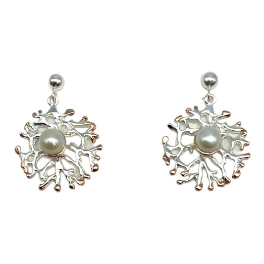 Earrings - Fan of the Sea with Freshwater Pearl