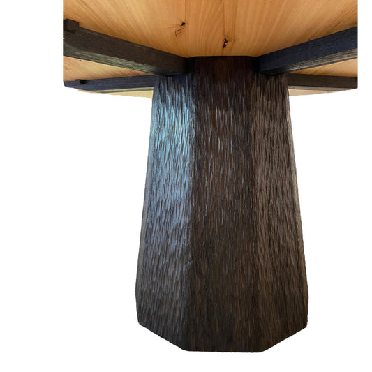 Dining Table - Round Western Australian Blackbutt with Ebonised Jarrah Base