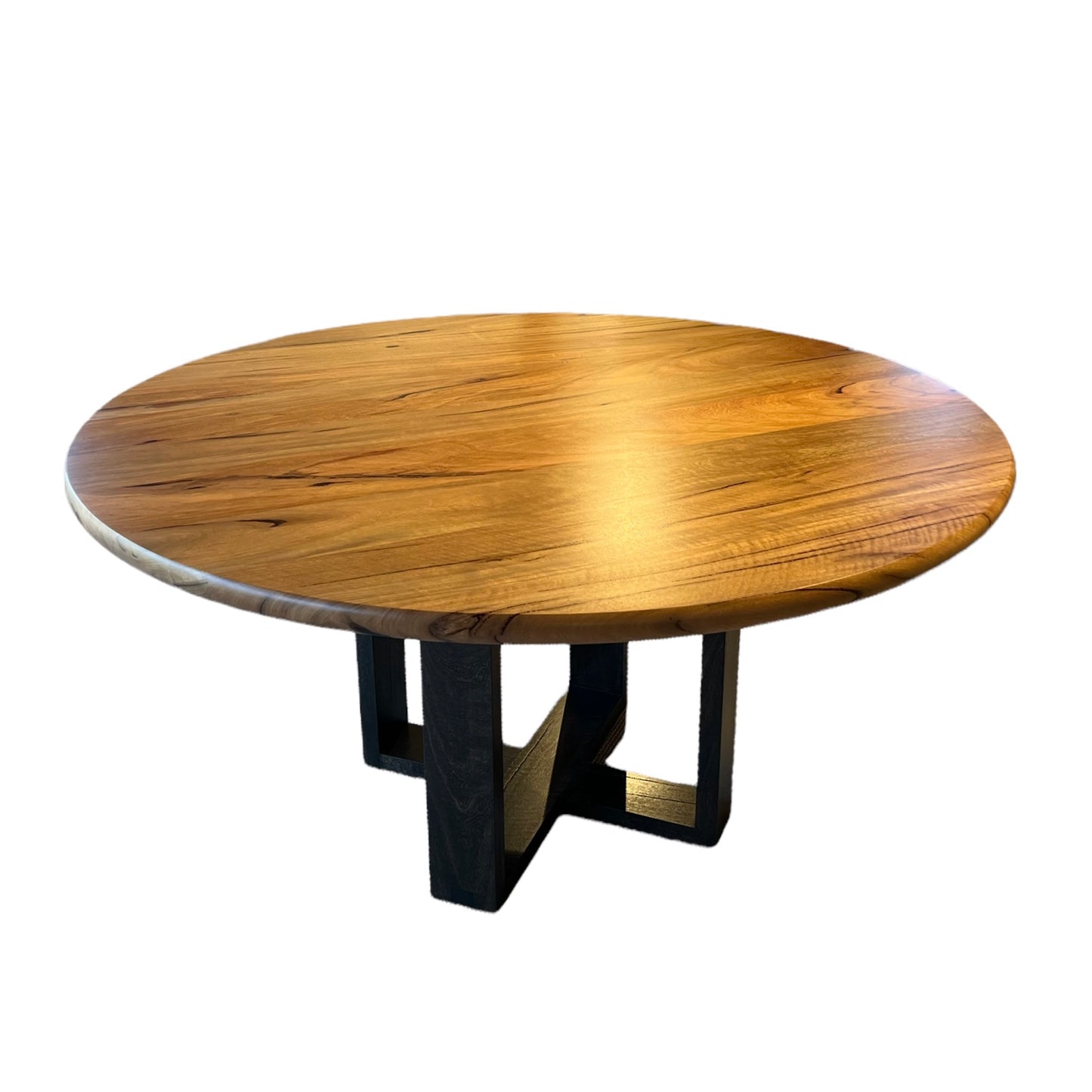 Round Marri Table with Ebonised Box Base Legs