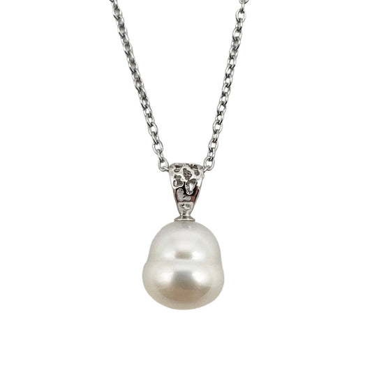 Pendant - 18kt white gold, Australian South Sea cultured, sterling silver, 10-11mm