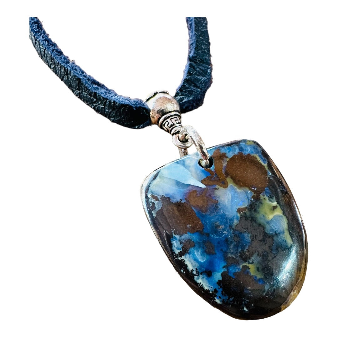 Necklace - Matrix Nut Opal from Yowah with Silver