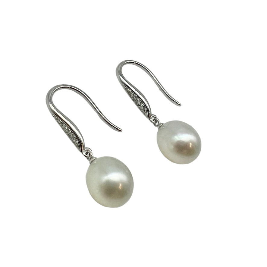 Earrings - 18kt White Gold Australian South Sea Cultured Pearl