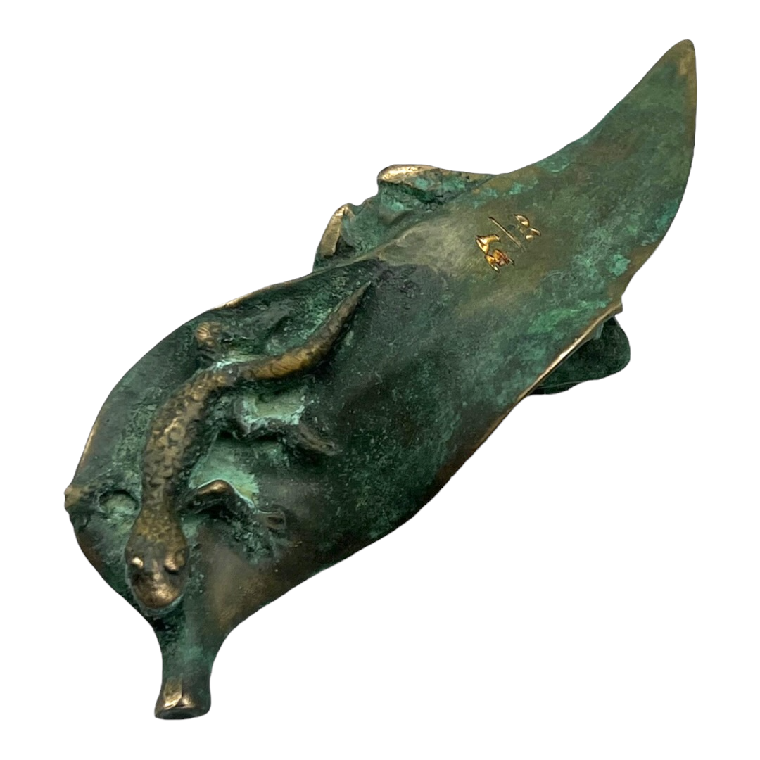 Frog on Leaf with Gecko