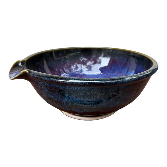 Mixing Bowl with Lip - Blue with Copper Red