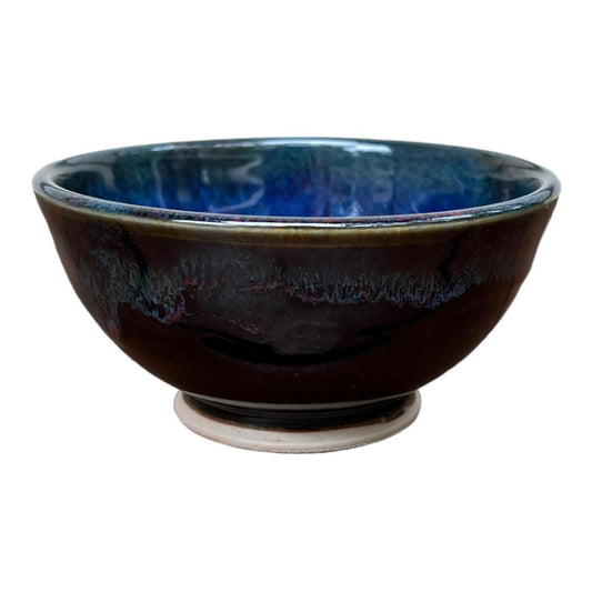 Bowl, Round Small - Blue with Copper Red