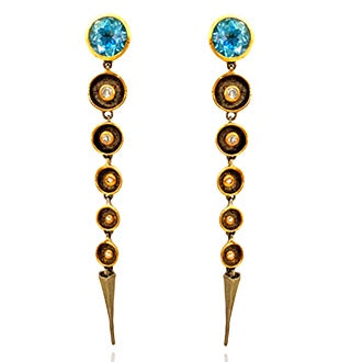 Earrings - 'Octopus' Blue Topaz