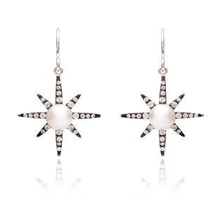 Earrings - North Star, Rhodium Drop