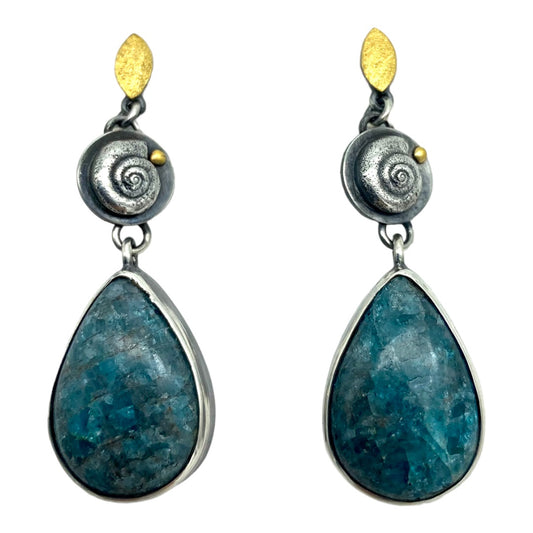 Earrings - Snails, Neon Apatite