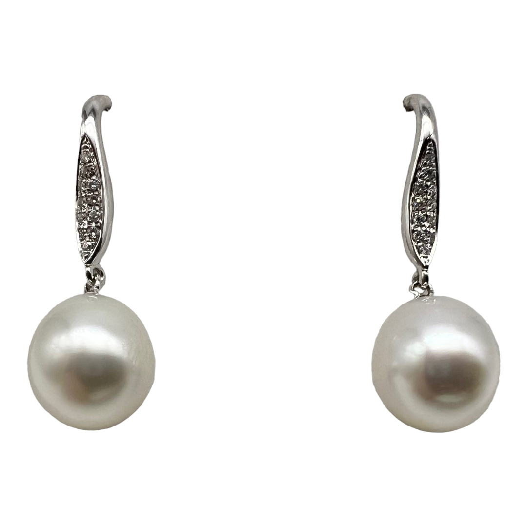 Earrings - 18kt White Gold Australian South Sea Cultured Pearl