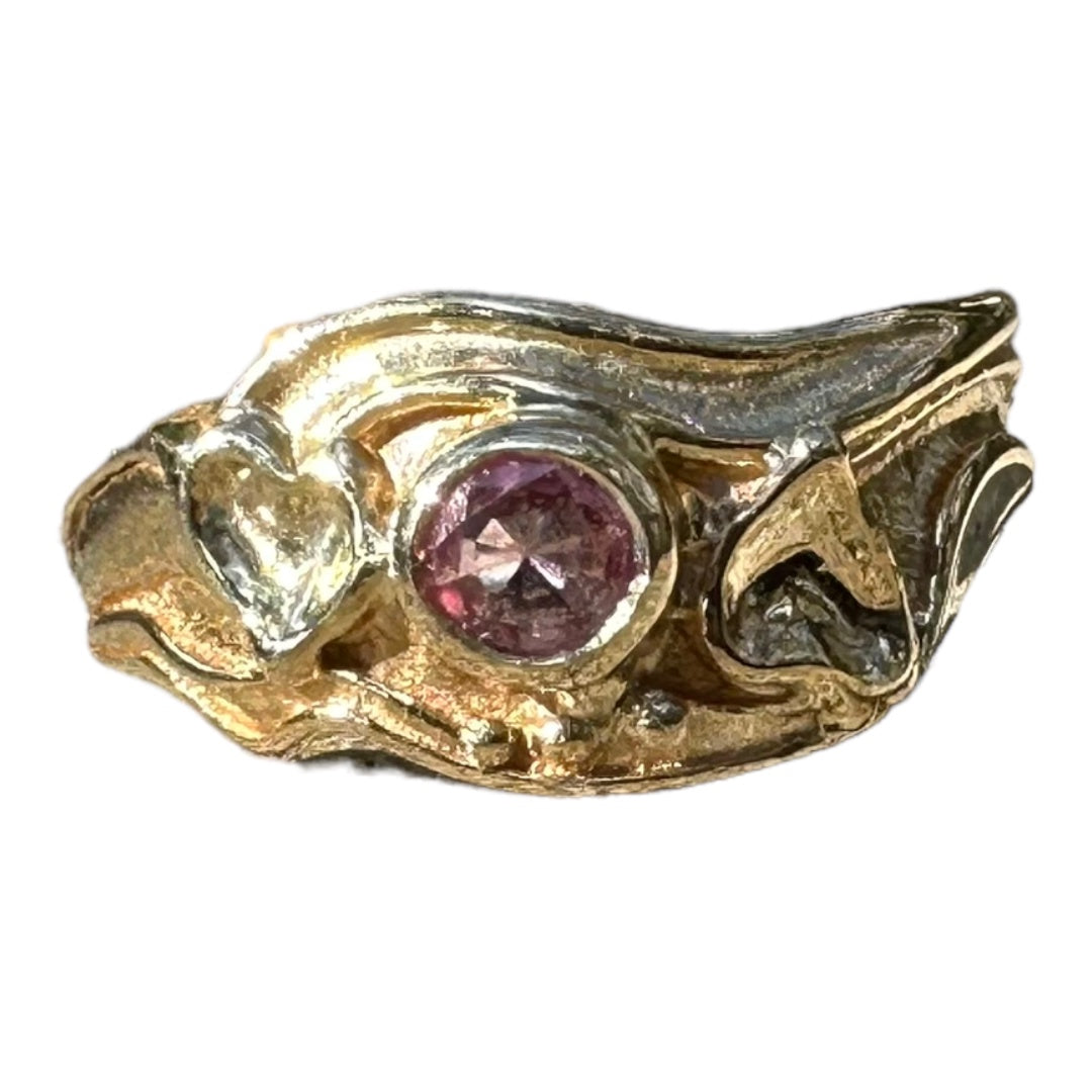 Ring - Pink Spinel, 2 Hearts Design, Size N