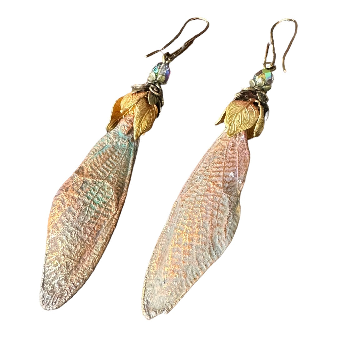 Winged Earrings with Purple Bead