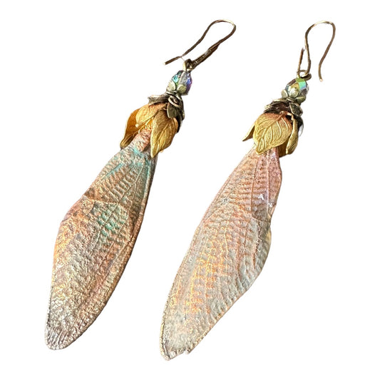 Winged Earrings with Purple Bead