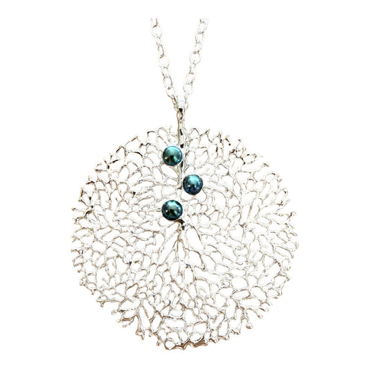 Pendant - 'Fan of the Sea' Extra Large with Black Freshwater Pearls
