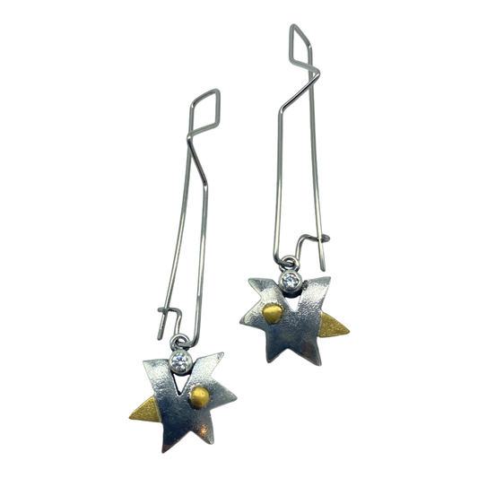Earrings - Stainless Steel Hooks, Dotted Stars