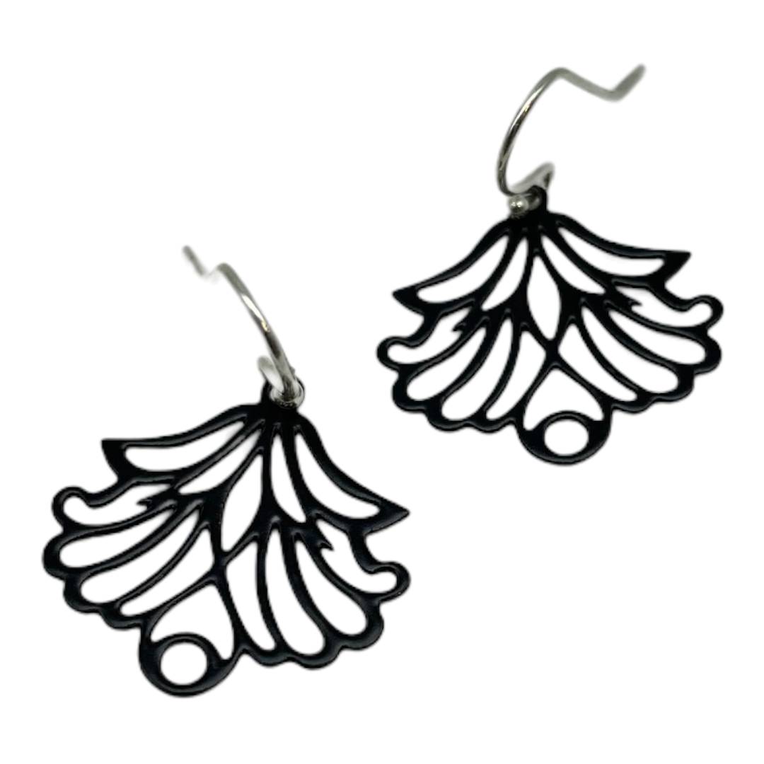 Earrings - Black Leaves