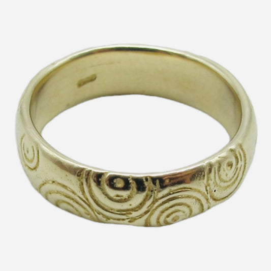 Raindrops 9K Gold Band Ring, 5mm width, Size L