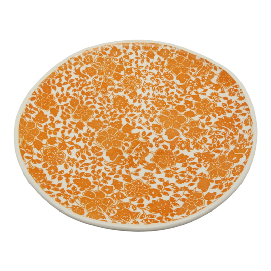 Dinner Plate , White & Orange