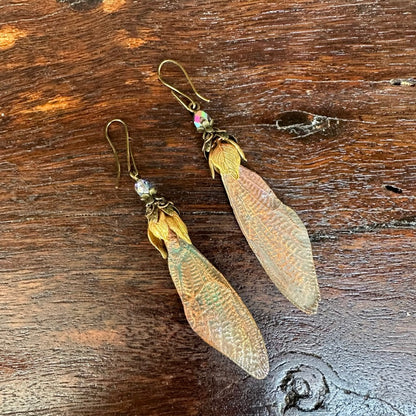 Winged Earrings with Purple Bead