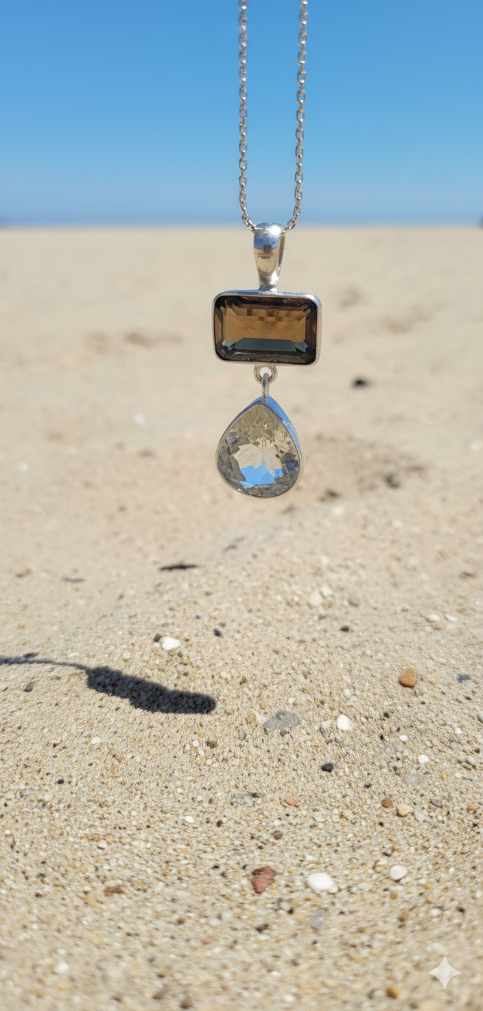 Pendant - Smokey Quartz and Prasiolite