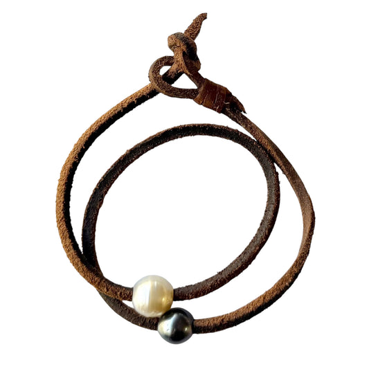 Bracelet - 13.5mm South Sea Champagne Pearl and 12mm Tahitian Pearl