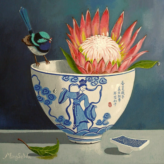 Protea and Wren (framed)