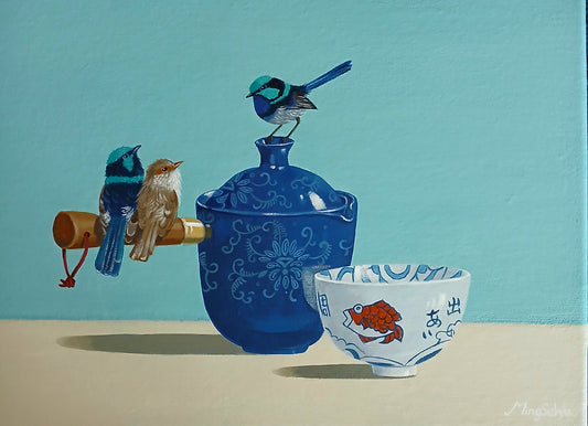 Three Wrens and a Fish Bowl