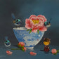 Peonies & Three Wrens