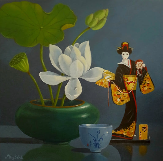 Lotus & Doll (Dark Kimono)